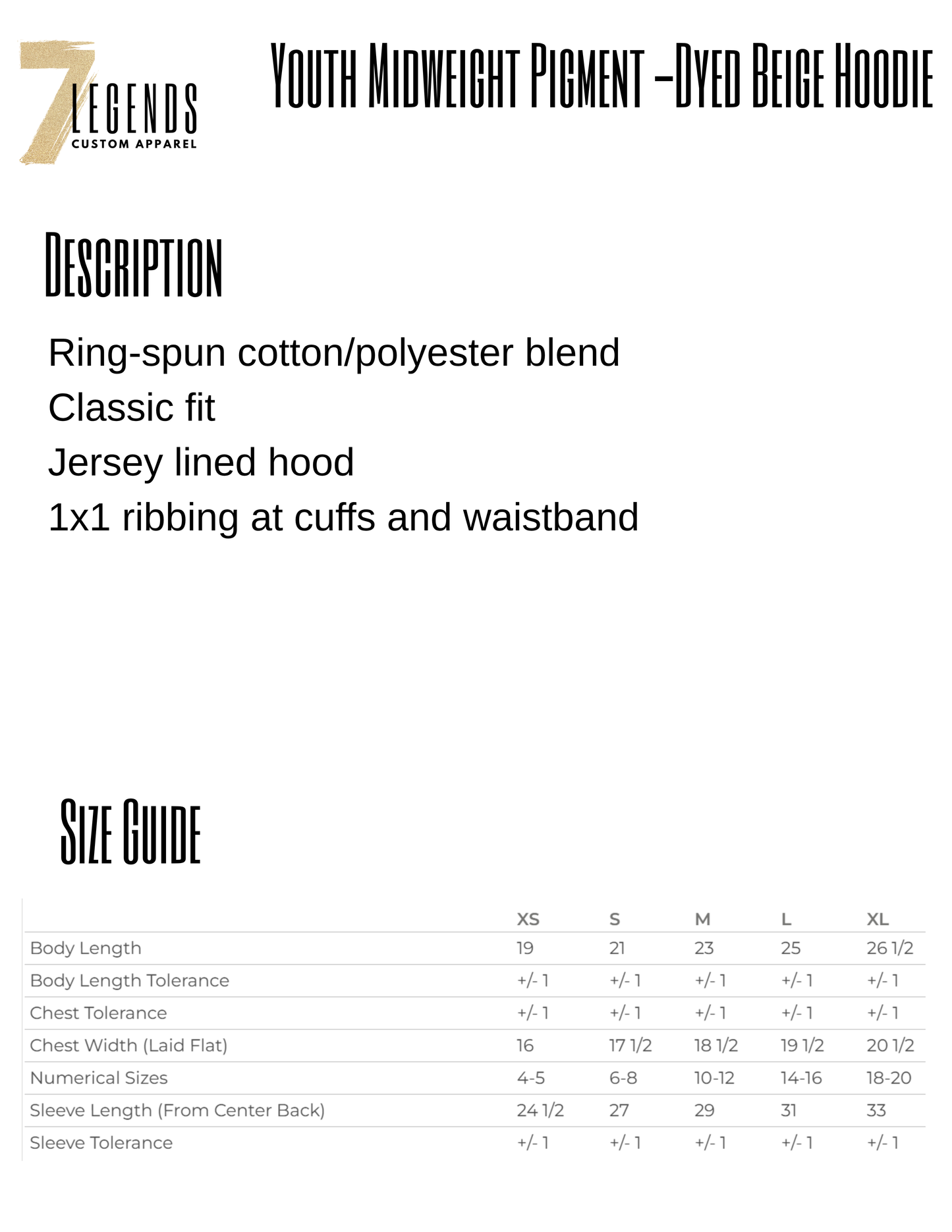 Youth Midweight Pigment -Dyed Beige Hoodie