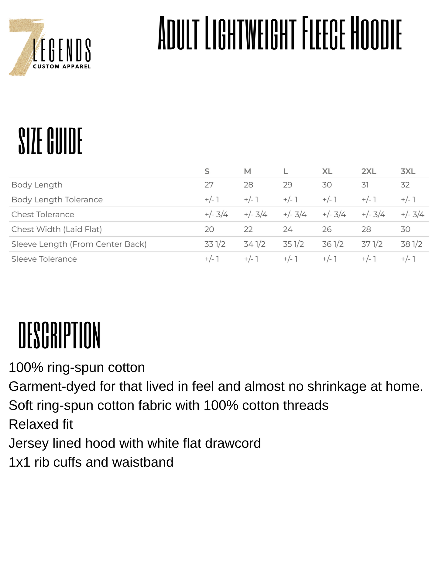 Adult Lightweight Fleece Hoodie