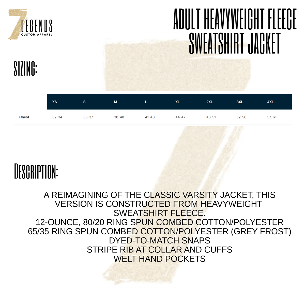 KNIGHTS - Adult Heavyweight Fleece Varsity Sweatshirt Jacket