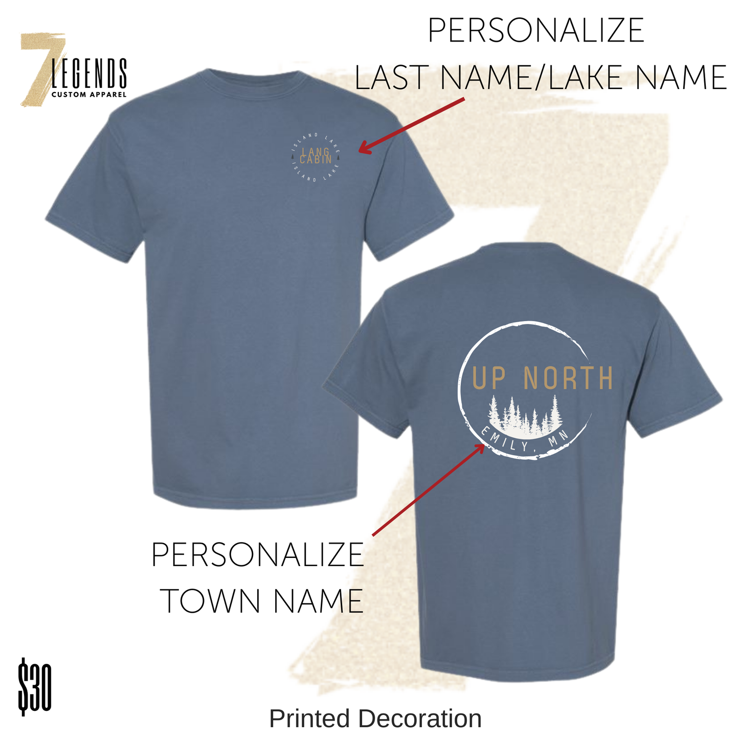CC Slate Blue UP NORTH Adult Tshirt