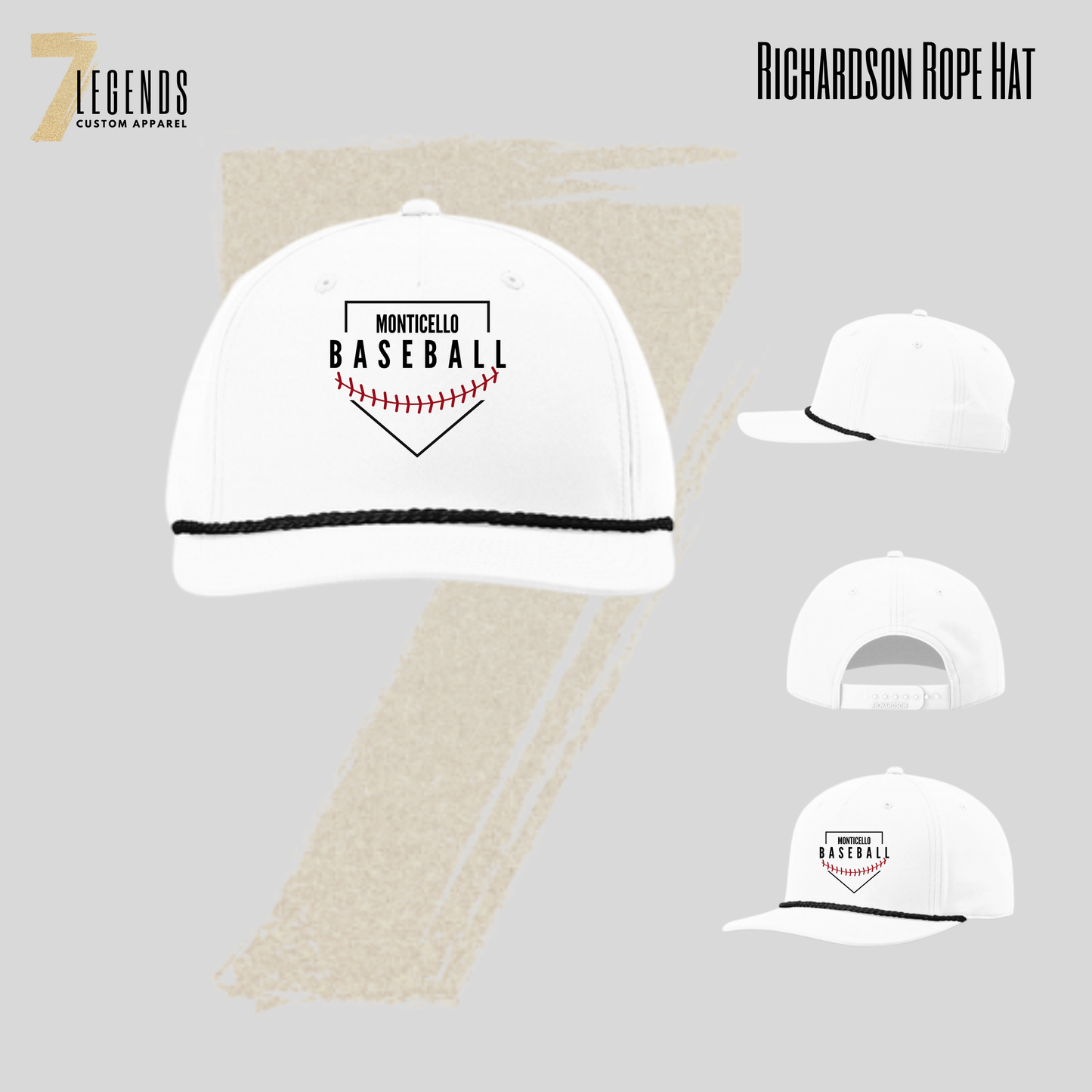 Monticello Baseball Richardson Hat with Rope