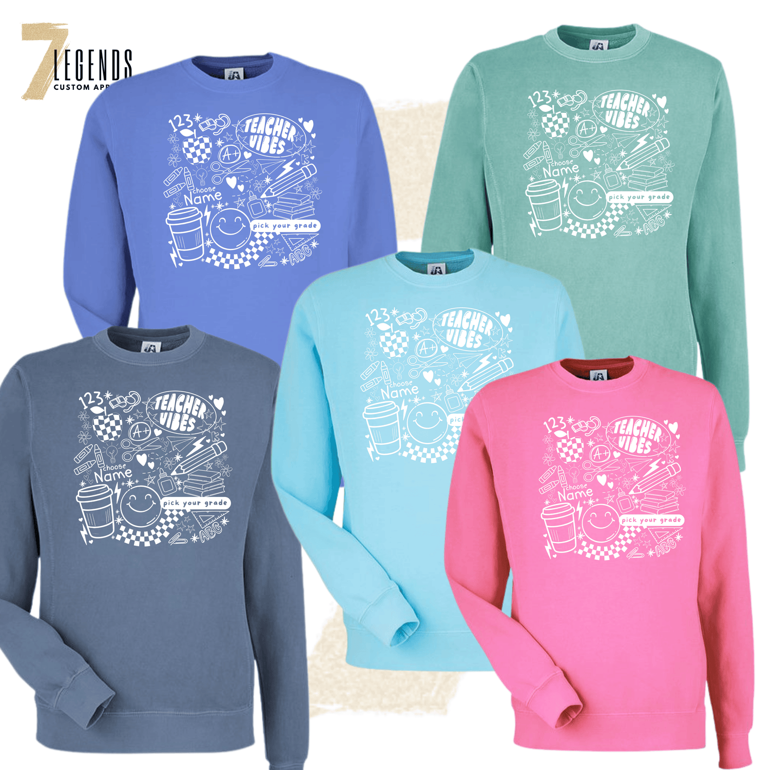 TEACHER VIBES Personalized Crewneck