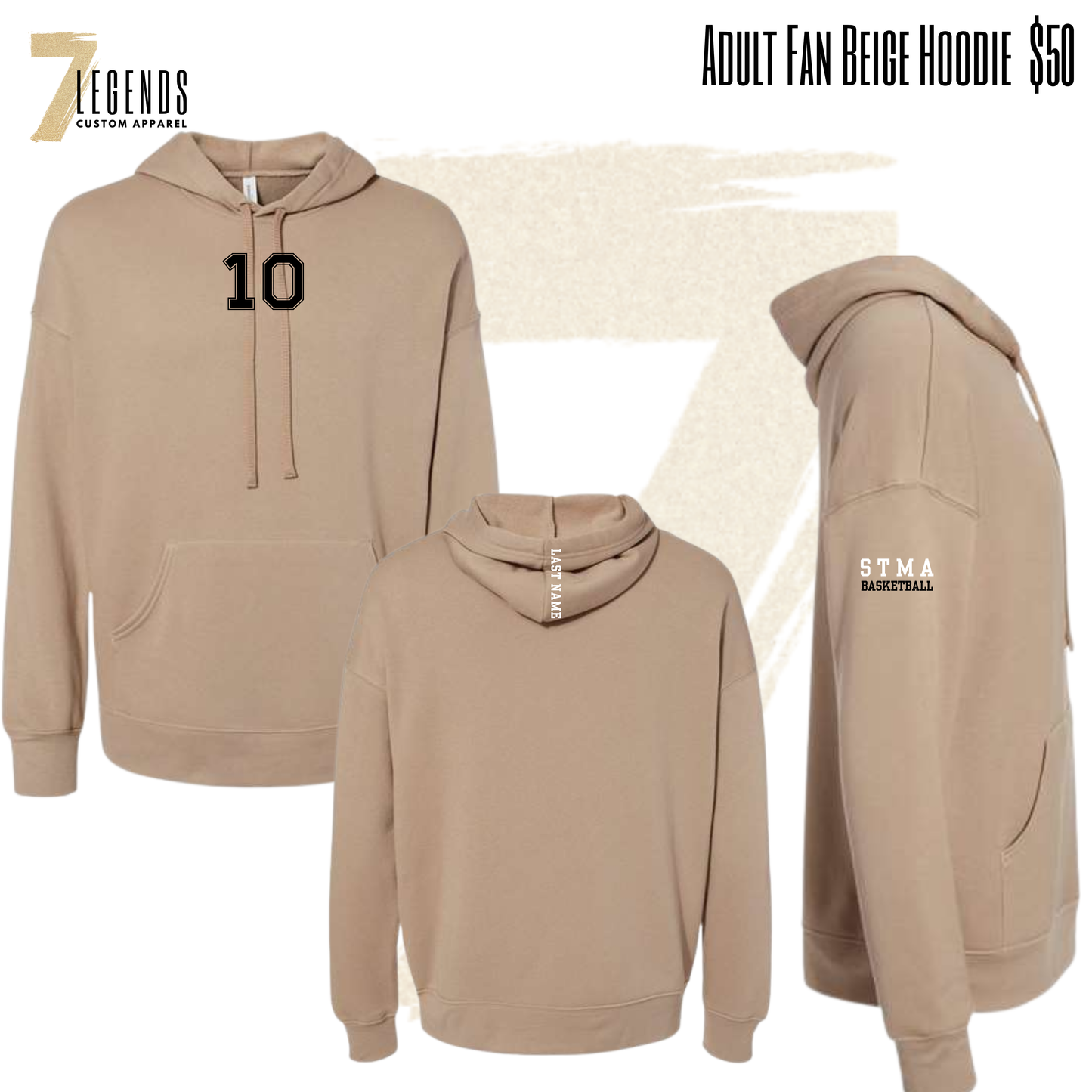 Knights Basketball Adult Beige Hoodie