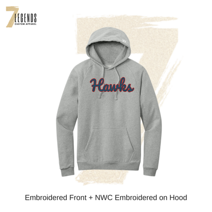 Hawks Embroidered Grey Hoodie - Adult