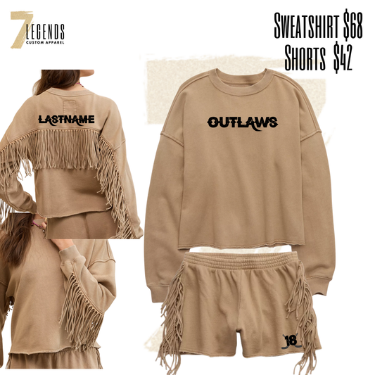 Fringe Shorts and Sweatshirt
