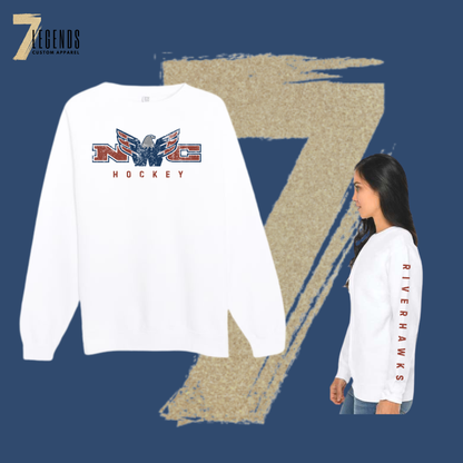 White Riverhawks Crewneck with sleeve "Riverhawks"