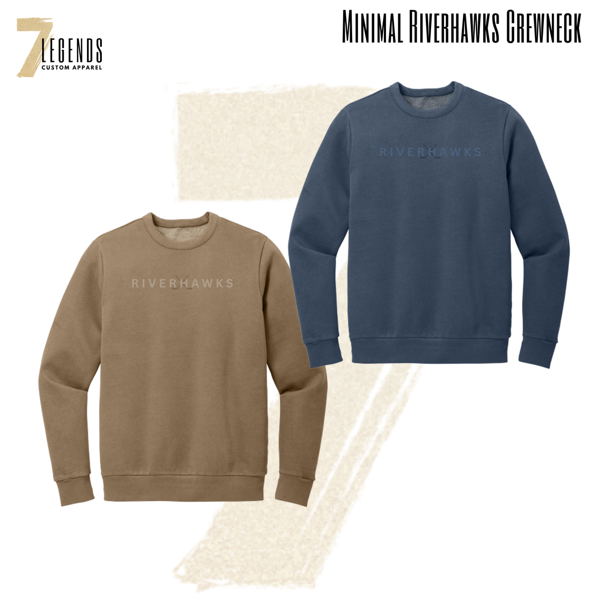 Minimal Embroidered Riverhawks Hockey Crewneck