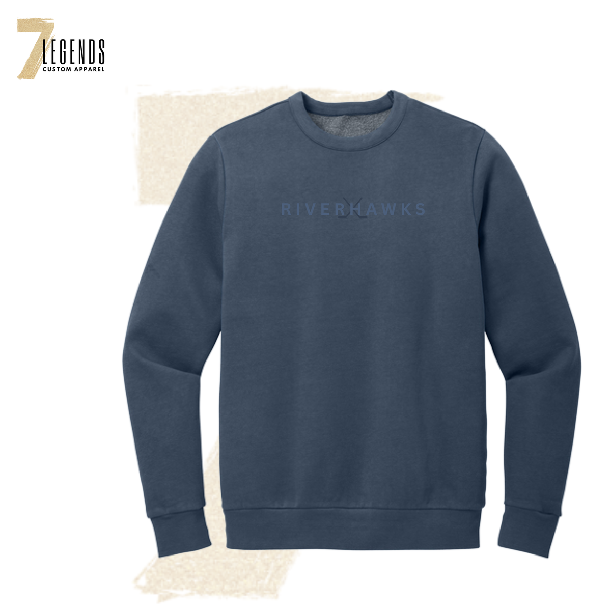 Minimal Embroidered Riverhawks Hockey Crewneck