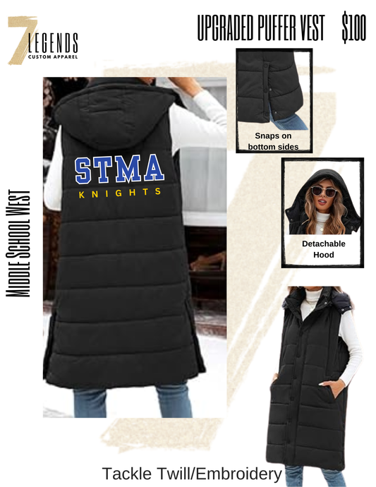 Upgraded Long Puffer Vest - Black
