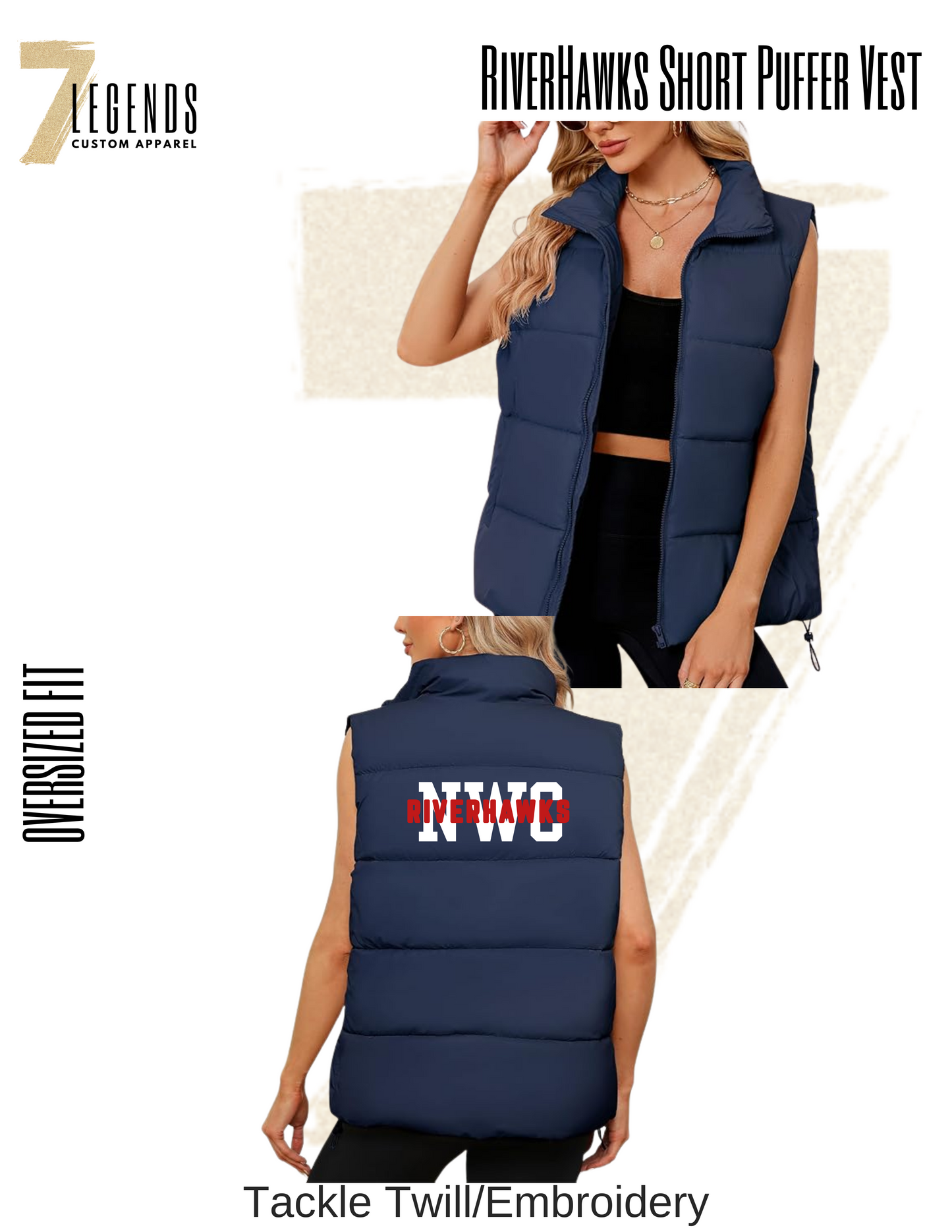 RiverHawks oversized short Vests