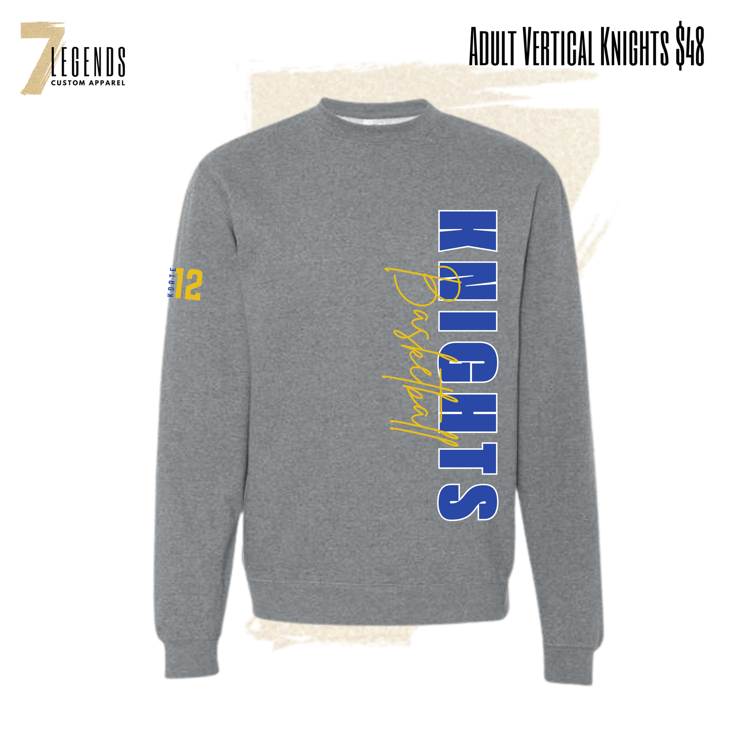 STMA Basketball Adult Vertical Knights Gray