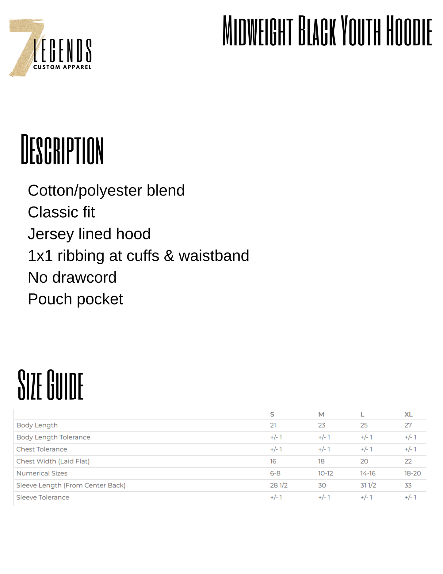 Heavyweight Black Youth Hoodie