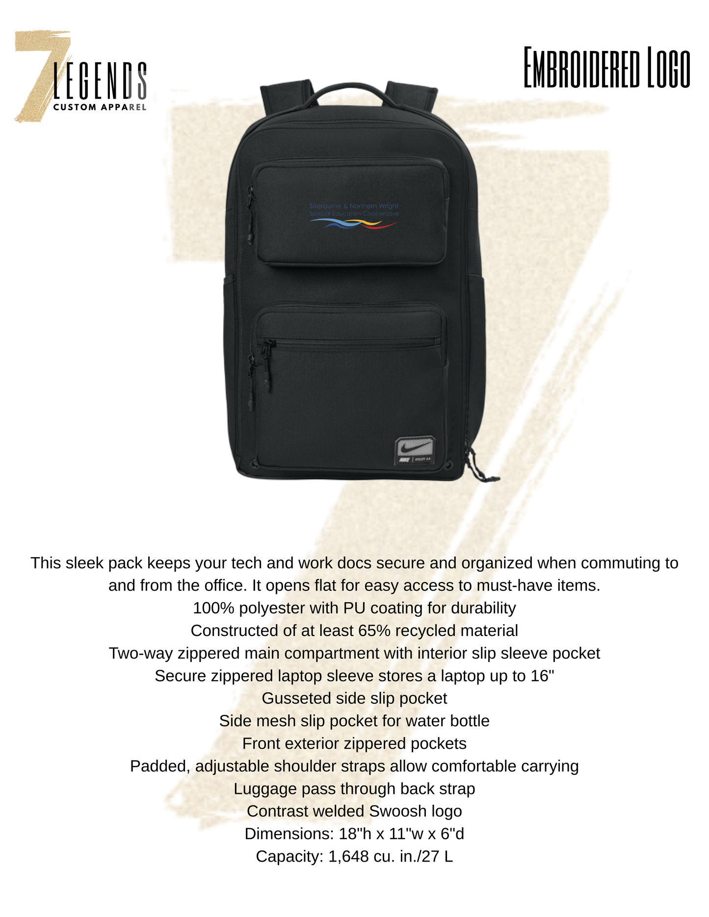 SNW 2 front pocket Nike backpack