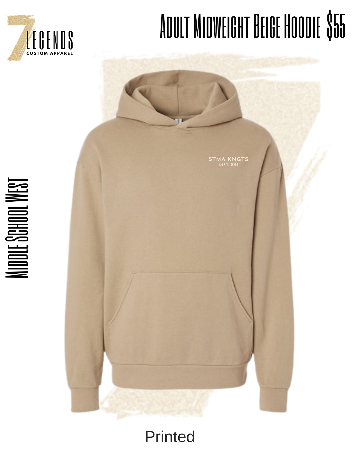 Adult Midweight Beige Hoodie