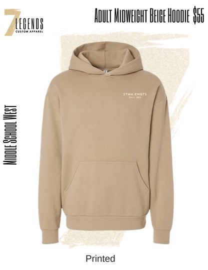 Adult Midweight Beige Hoodie