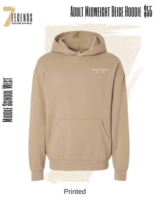Adult Midweight Beige Hoodie