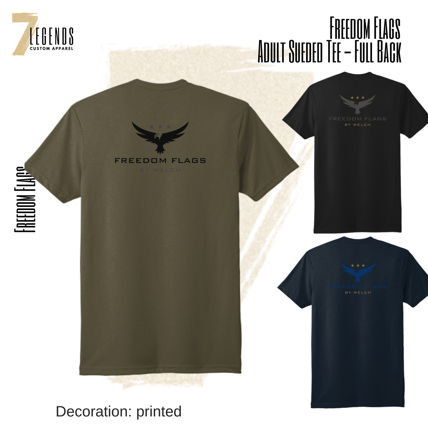 Freedom Flags Adult Sueded Tee - FULL BACK