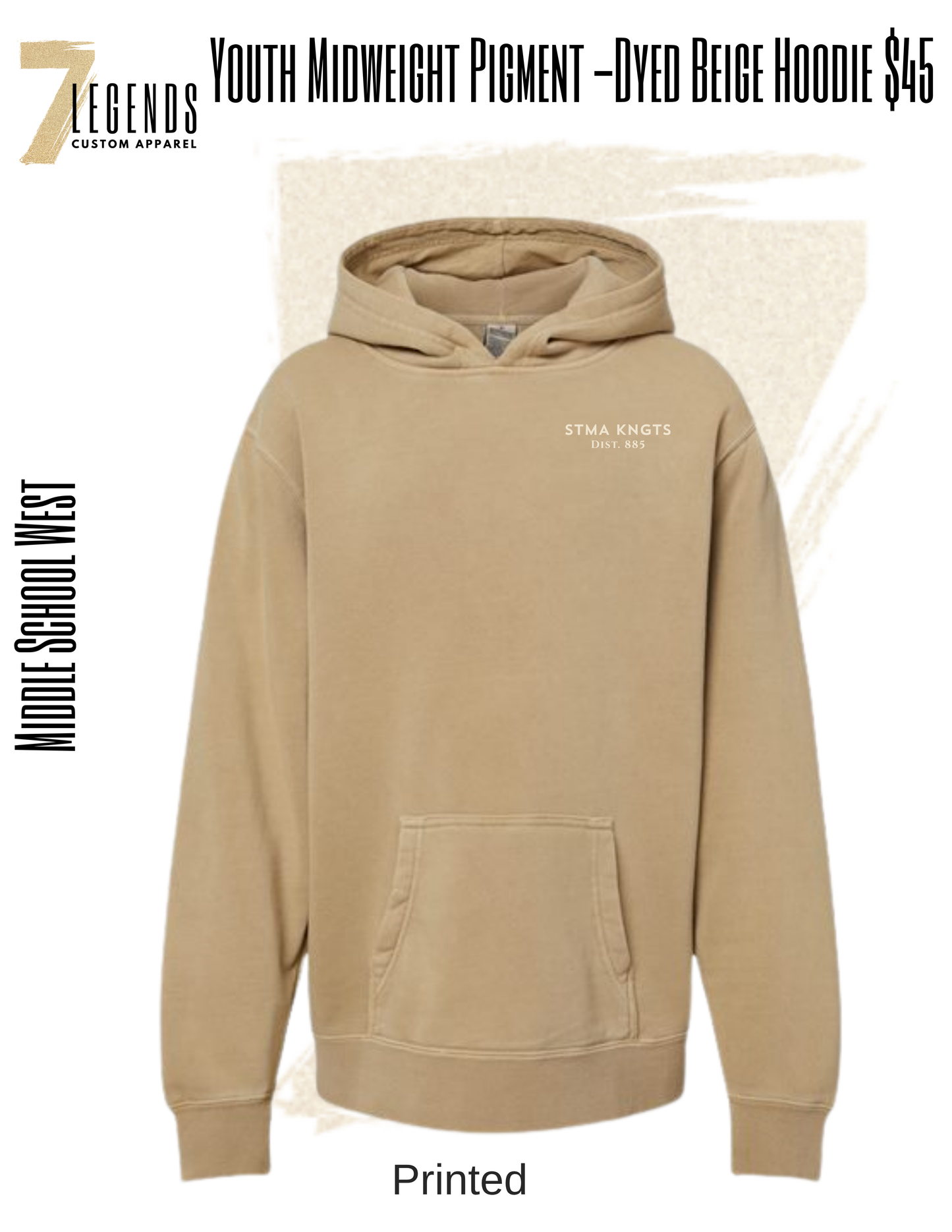 Youth Midweight Pigment -Dyed Beige Hoodie