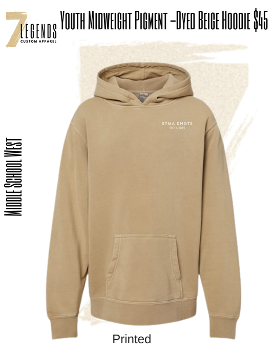 Youth Midweight Pigment -Dyed Beige Hoodie