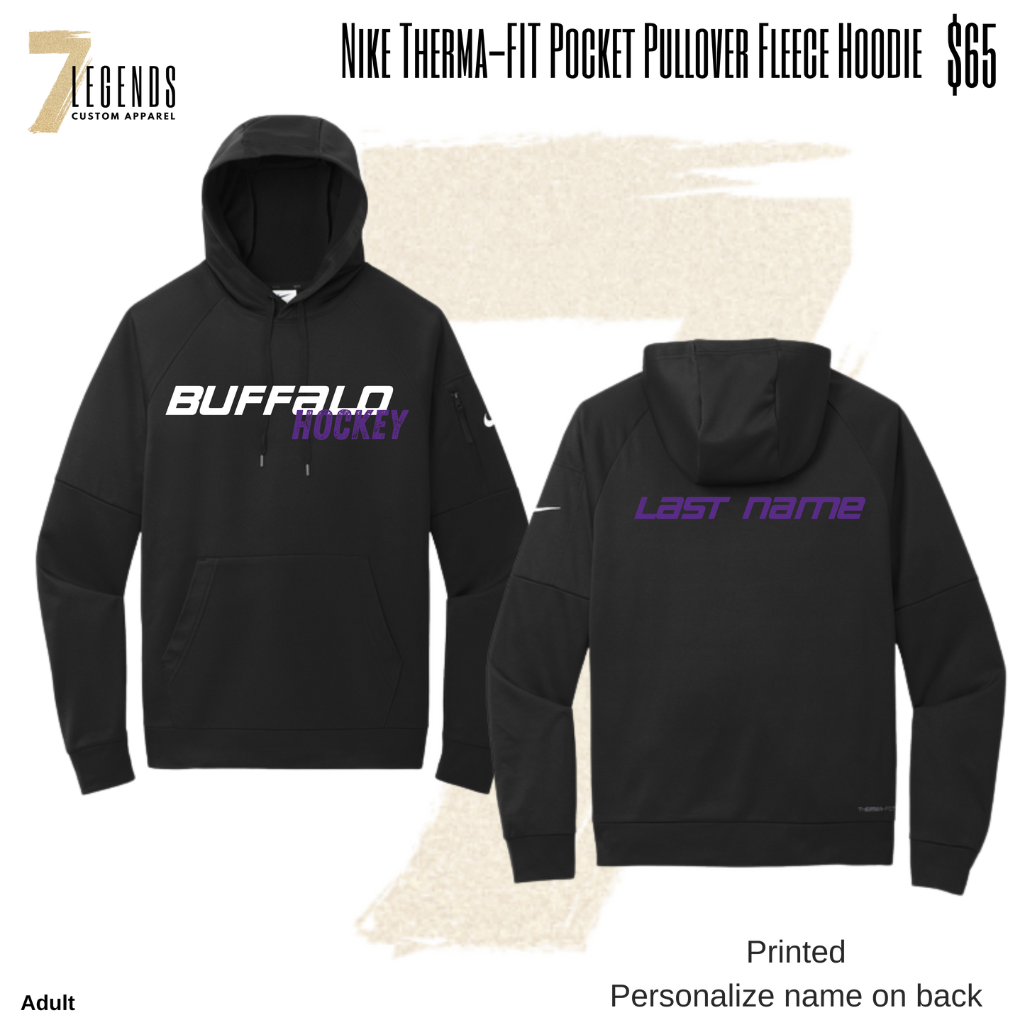 Buffalo Nike Adullt Therma-FIT Pocket Pullover Fleece Hoodie
