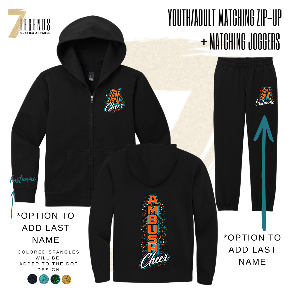 Ambush Cheer Youth Hoodie or Zip-up + Youth Matching Joggers (sold separately)