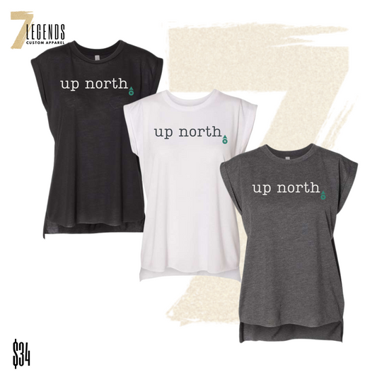 CC UP NORTH Women's Rolled Cuff Muscle Tank