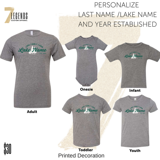 CC Family Cabin T-shirt Collection - Gray Lake Name