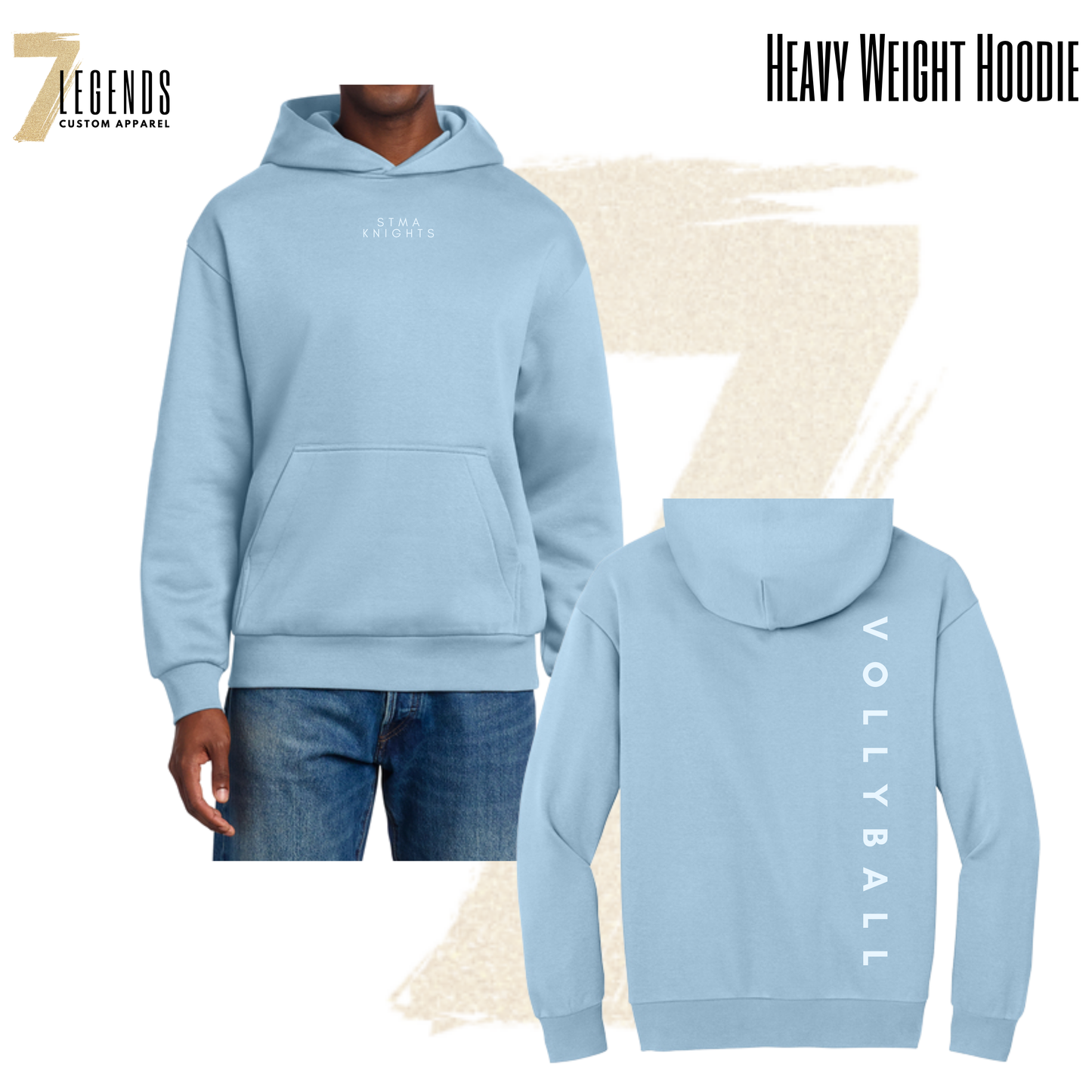 STMA HS Volleyball Light Blue Heavy Weight Hoodie
