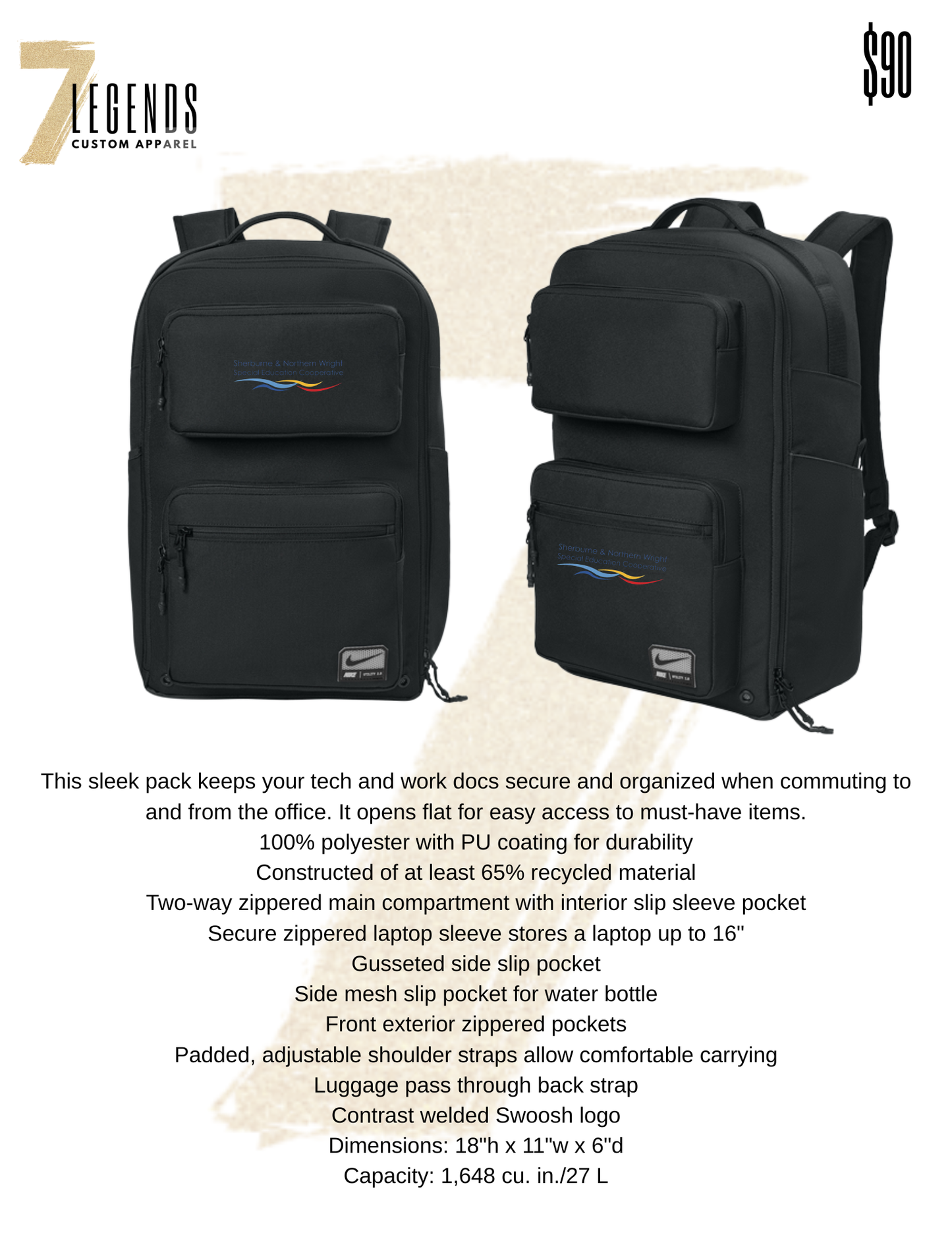 SNW 2 front pocket Nike backpack
