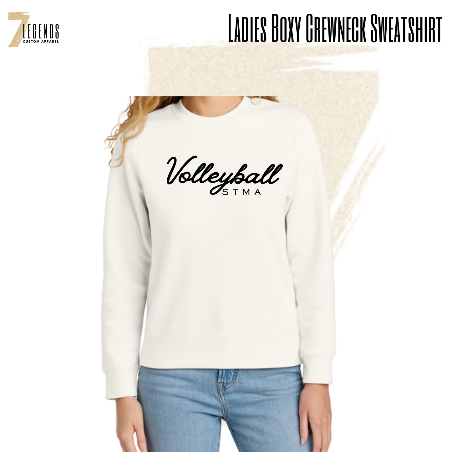 STMA HS Volleyball Ladies Cream Crewneck