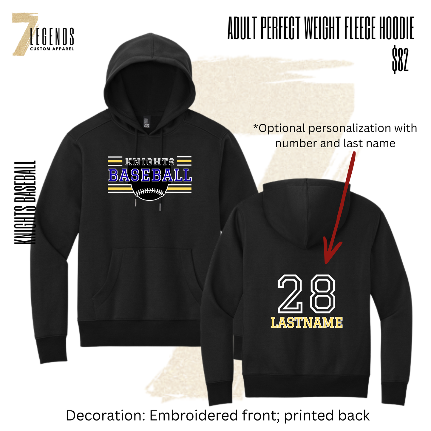 STMA Knights Baseball Adult Fleece Hoodie