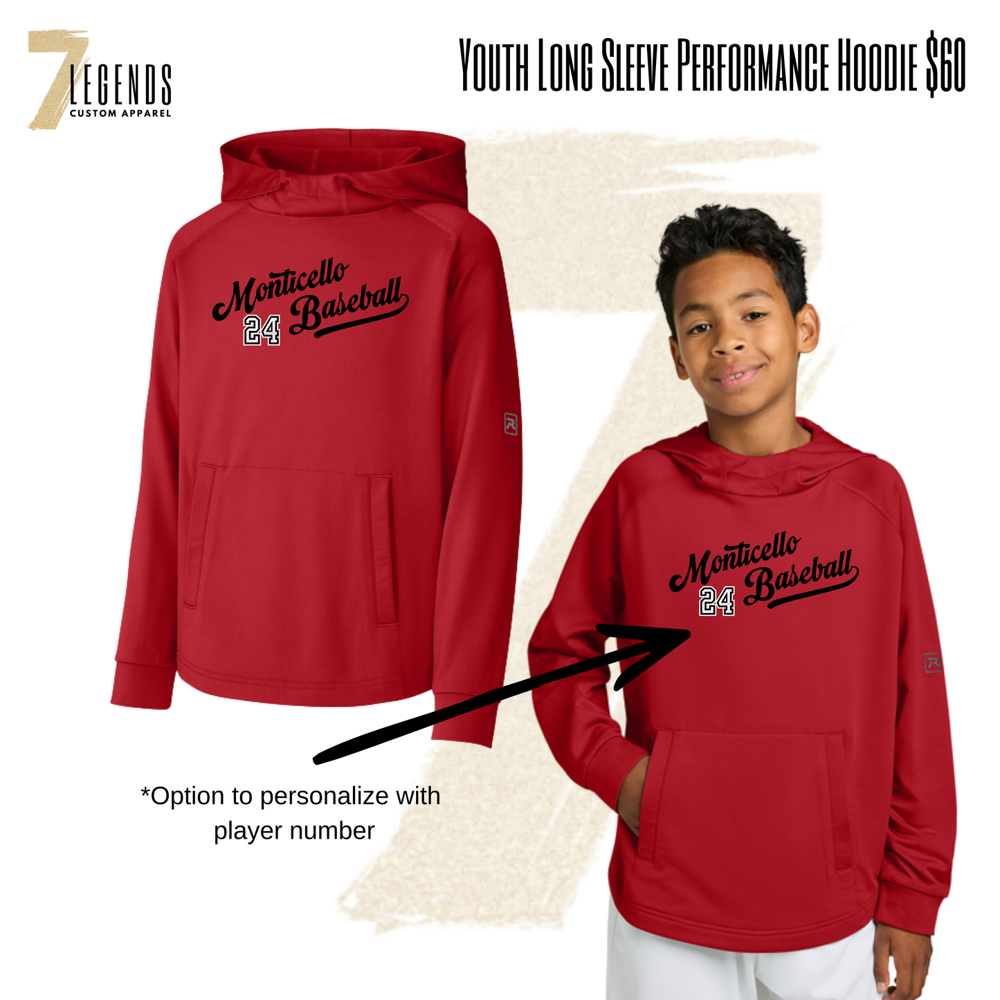 Monticello YOUTH LONG Sleeve Performance Hoodie