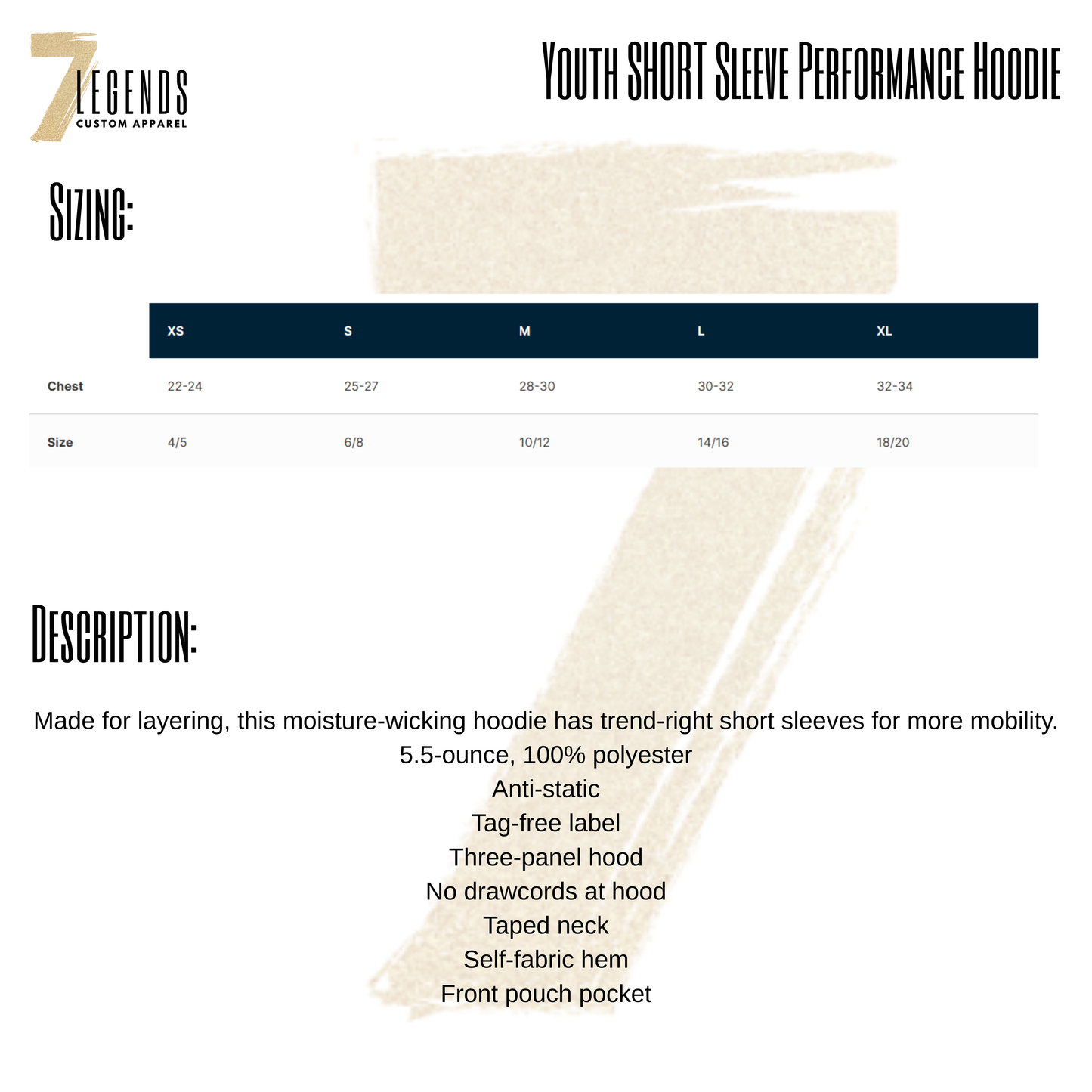 Monticello YOUTH Short Sleeve Performance Hoodie
