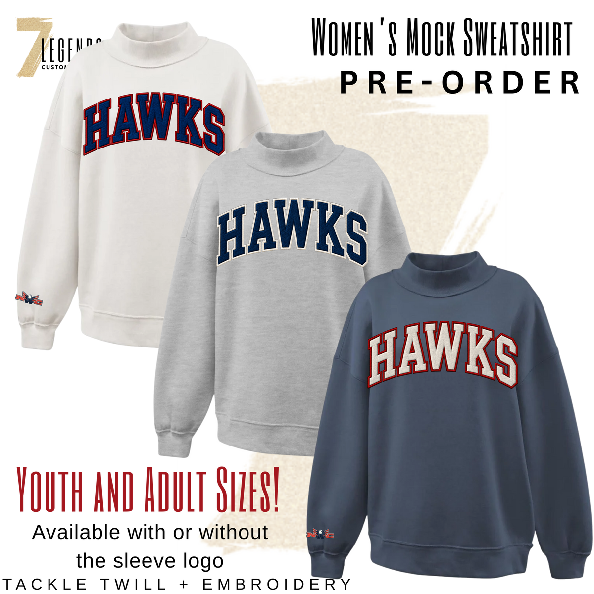 PRE-ORDER! Women's HAWKS Mock Neck