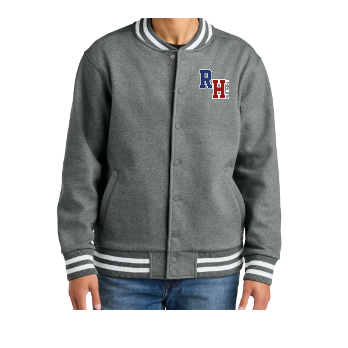 RIVERHAWK - Adult Heavyweight Fleece Varsity Sweatshirt Jacket