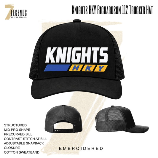 Black KNIGHTS HKY Richardson Trucker Hat