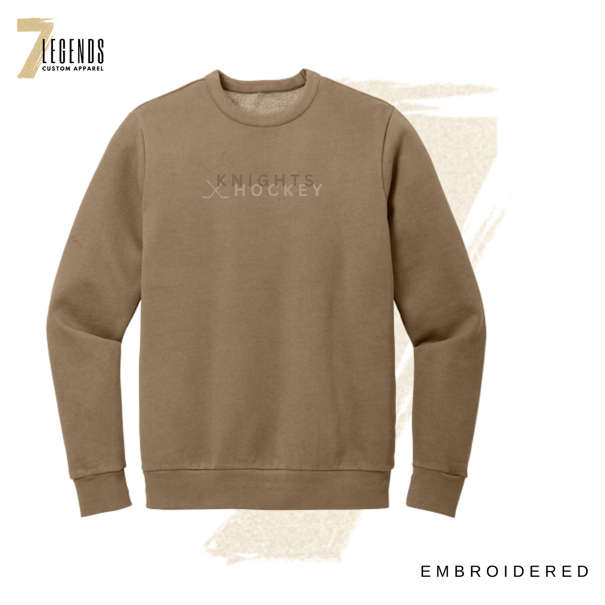 Minimal Embroidered Knights Hockey Crewneck