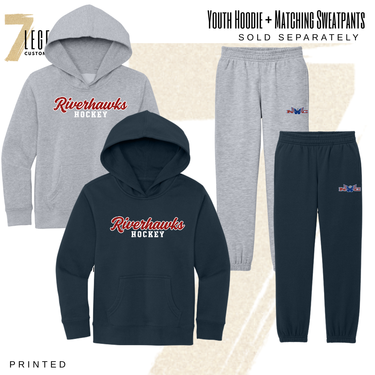 Youth Riverhawks Hoodie + Coordinating Joggers (sold separately)