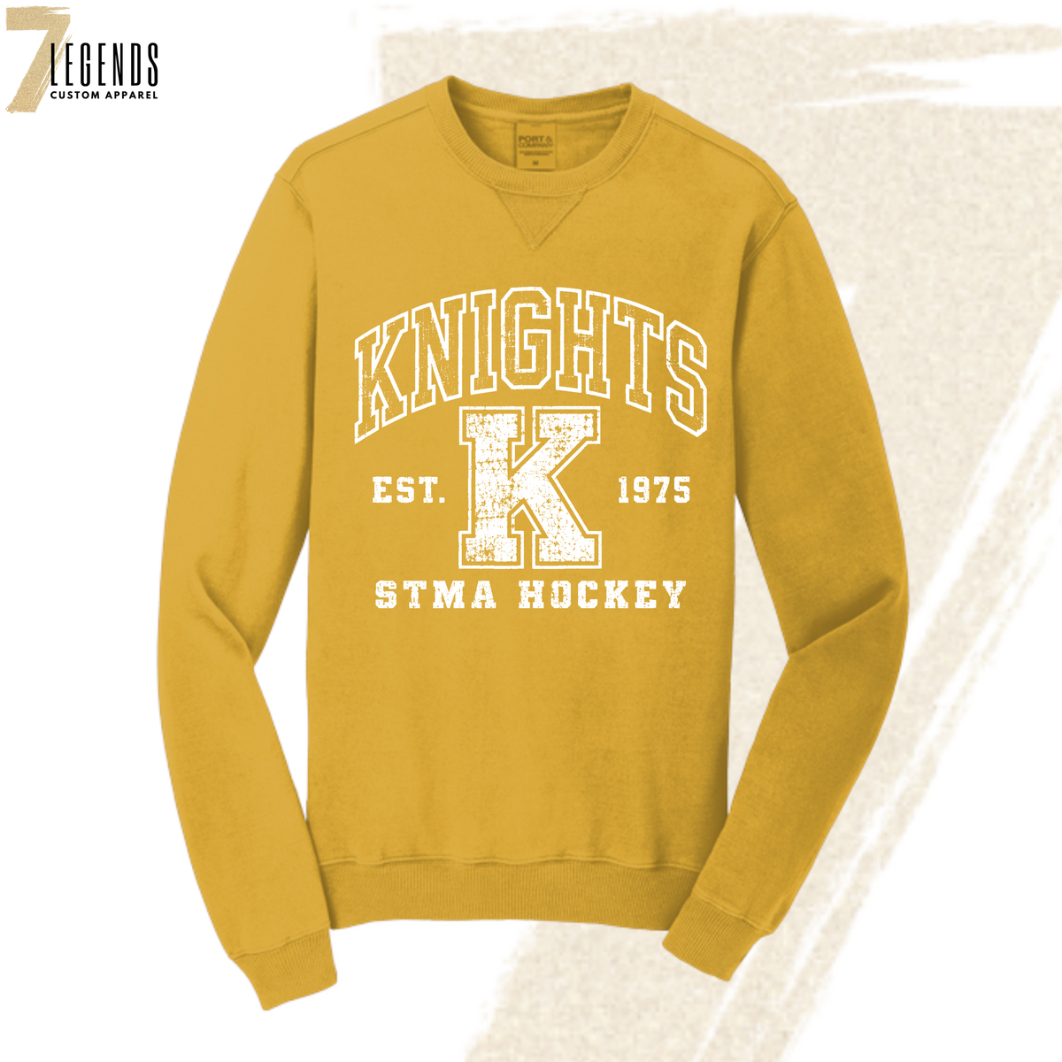 Adult Distressed Varsity Crewneck - Knights