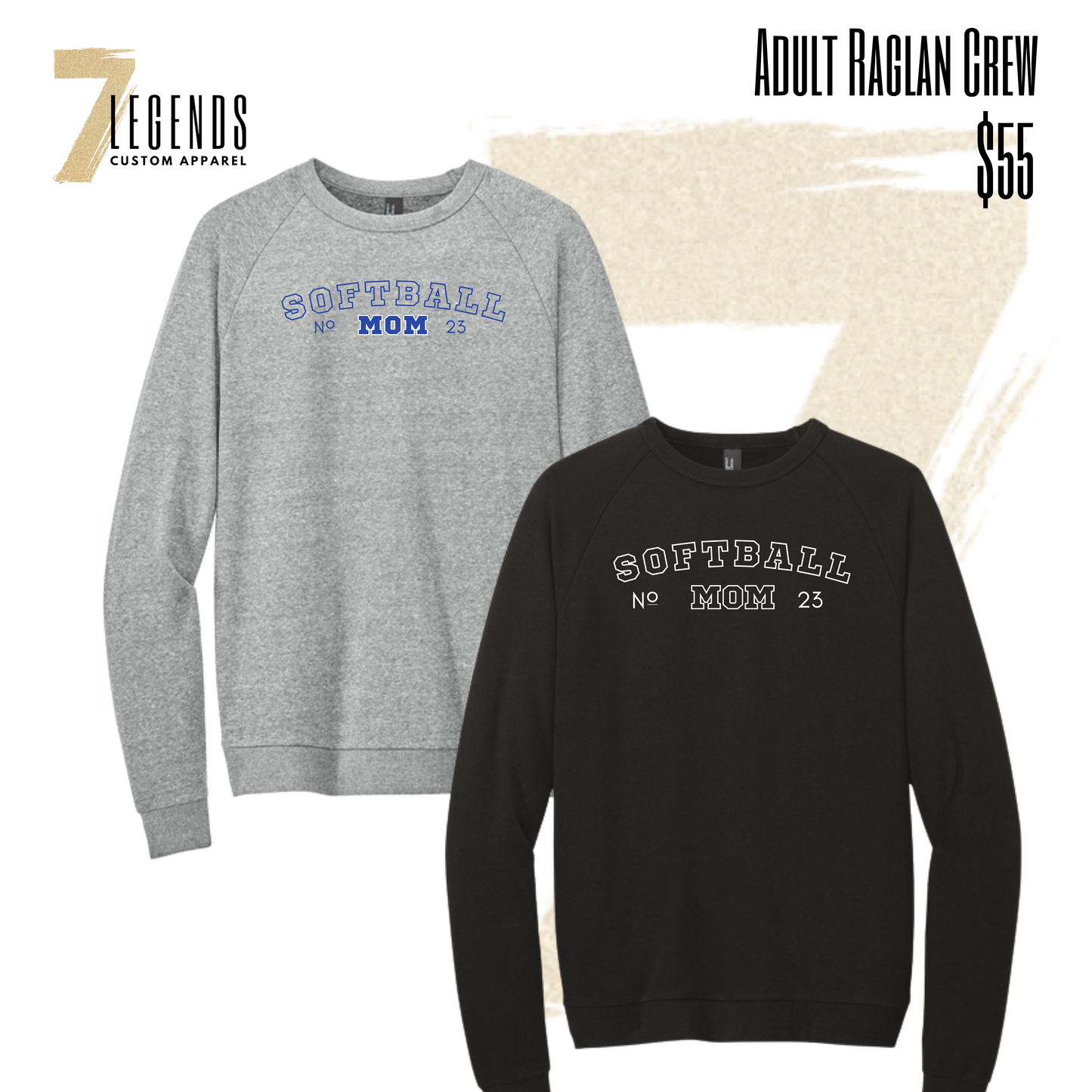 ROGERS SOFTBALL Adult Raglan Crewneck