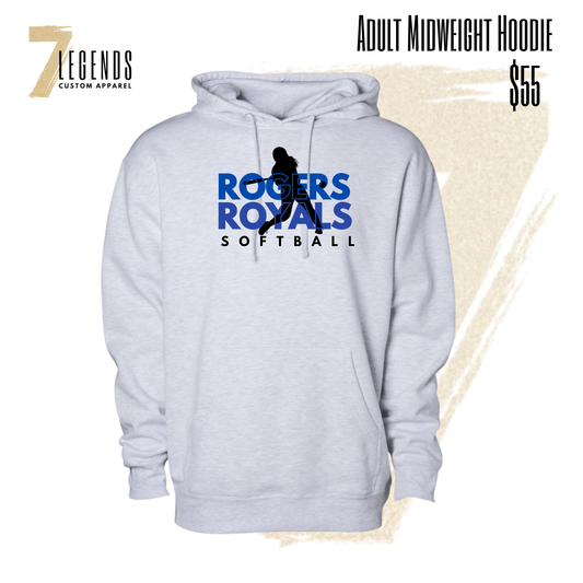 ROGERS SOFTBALL Adult Midweight Hoodie or Crewneck