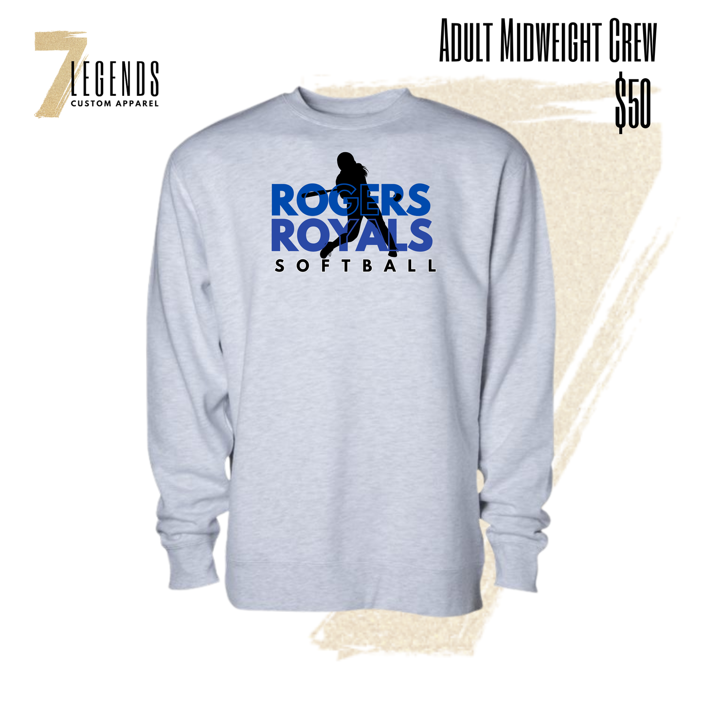 ROGERS SOFTBALL Adult Midweight Hoodie or Crewneck