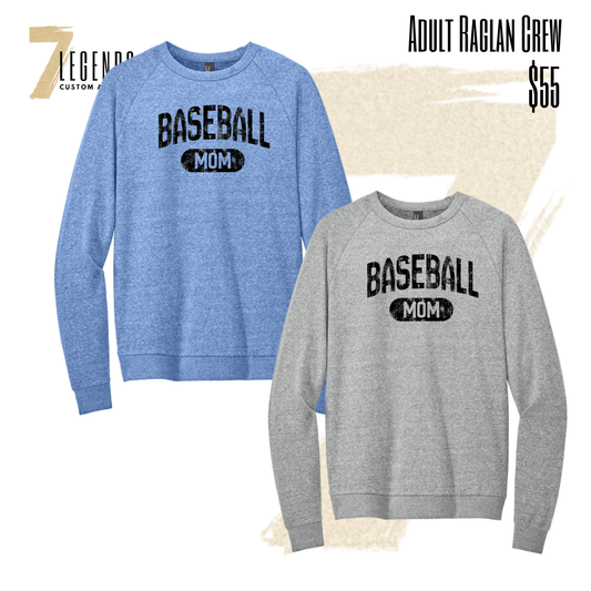 Royals Baseball - Adult Baseball MOM Raglan Crewneck
