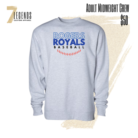 Royals Baseball Adult Midweight Crewneck