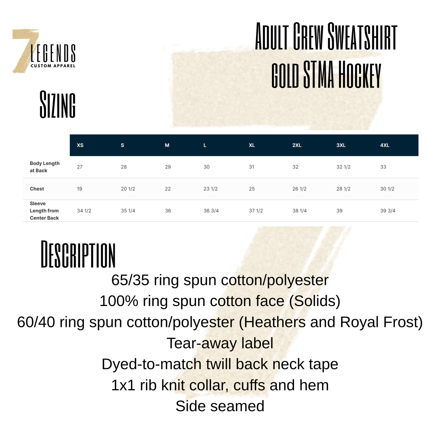 Adult Crew with Gold STMA Hockey