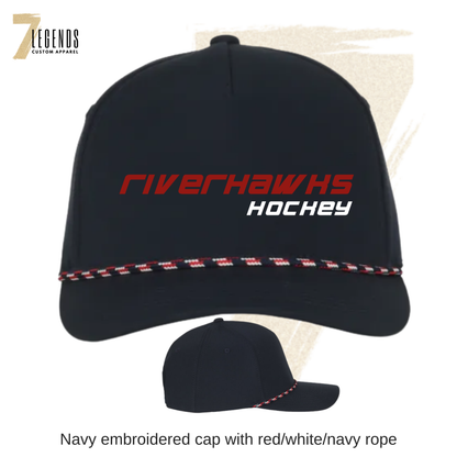 RiverHawks Hockey Navy Hat with Rope