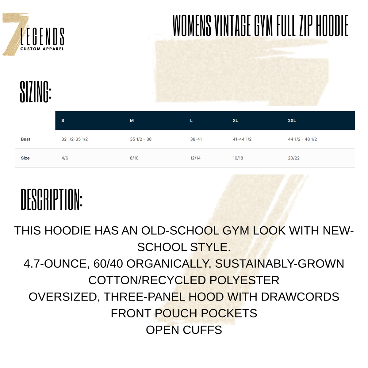 Rush Soccer Ladies Vintage Gym Full Zip Hoodie