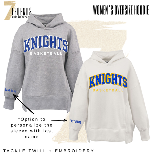 6Blue - Women's Oversize Knights Basketball Hoodie