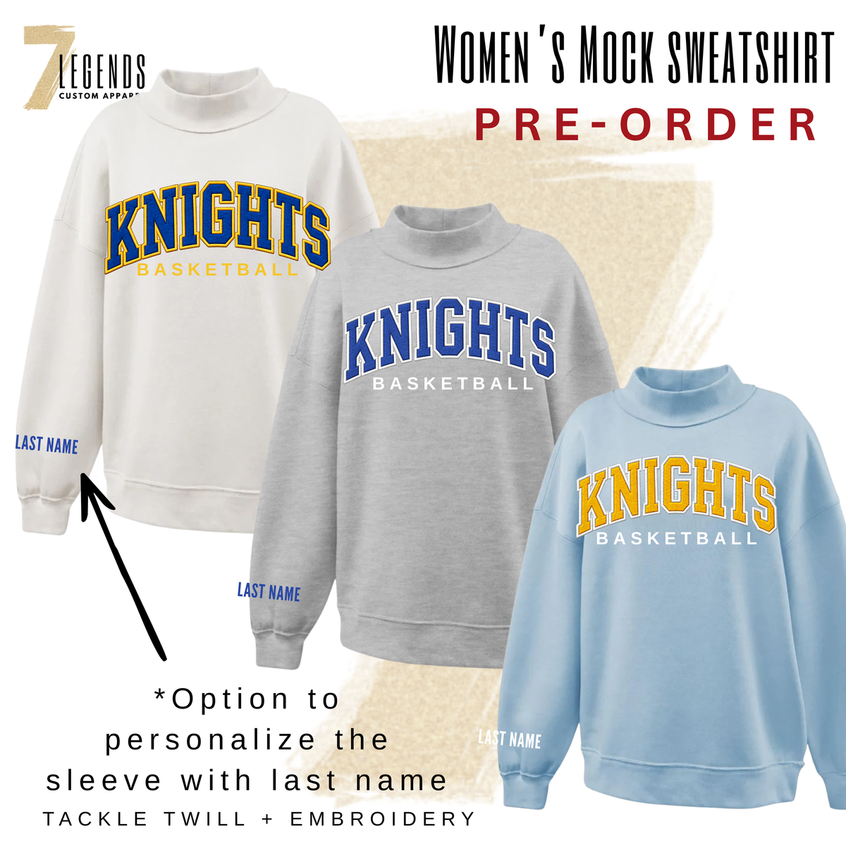 6Blue - YOUTH Knights Basketball Mock Sweatshirt