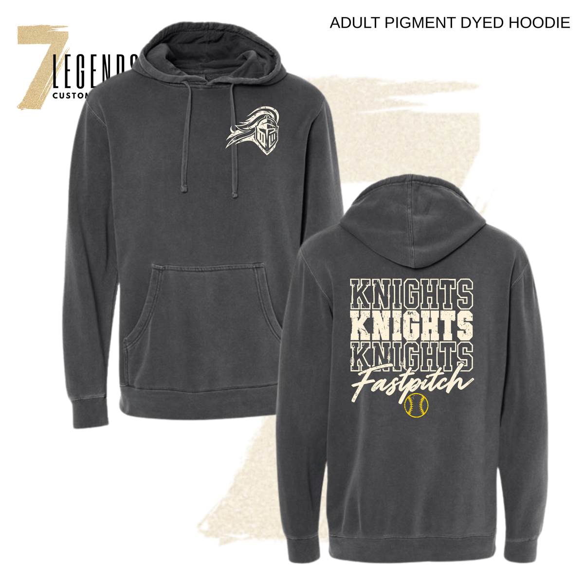 STMA Fastpitch - Adult Pigment Dyed Neutral Knights Hoodie